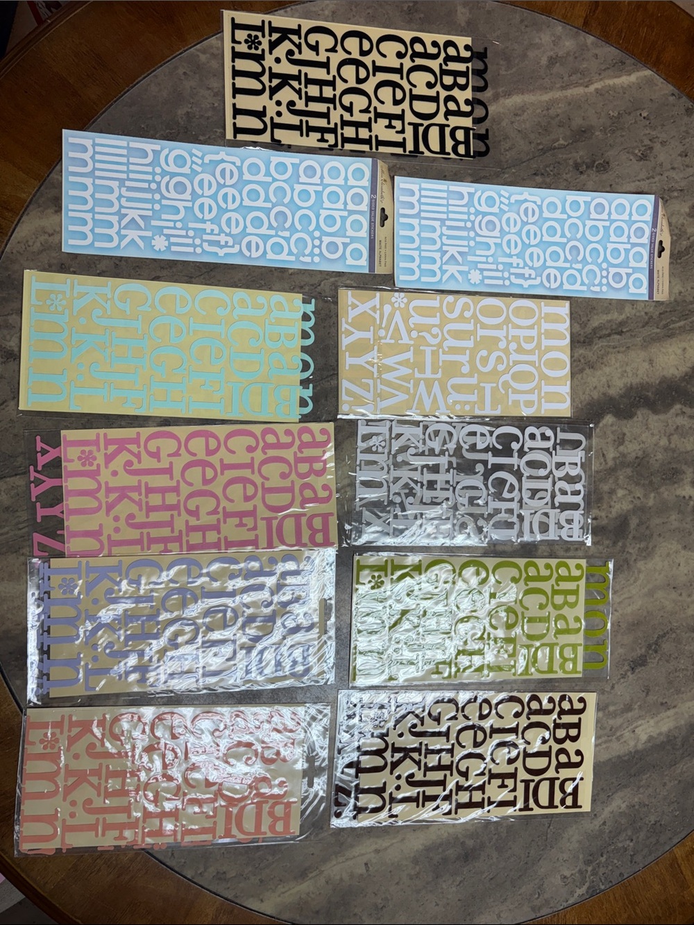 Scrapbooking flat Alphabet Sticker Sheets - Assorted Pastel lot 47